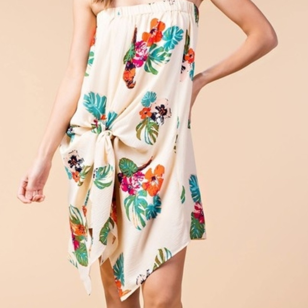 Kori Strapless Floral Dress